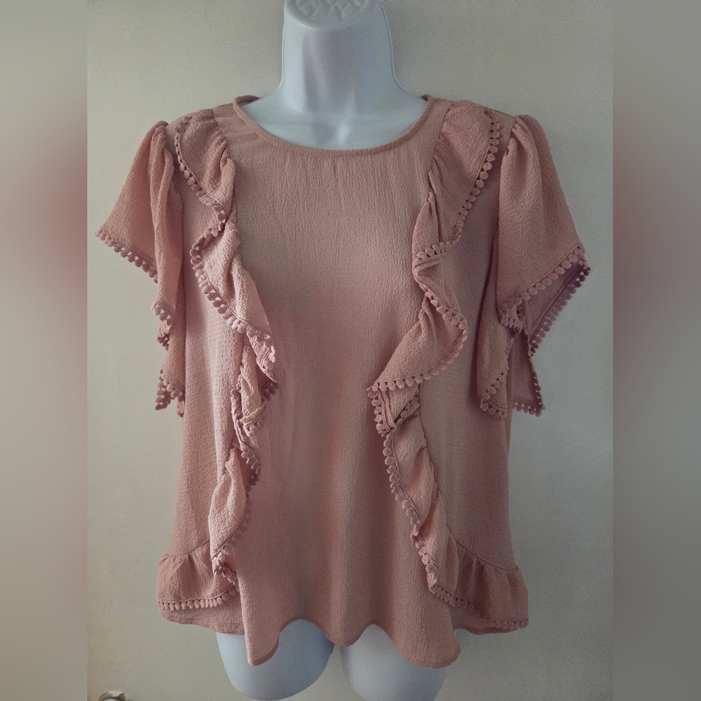 Express Elegant Pink Ruffle Blouse Size Medium